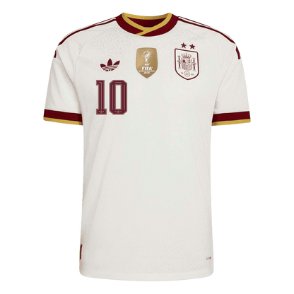 Versão do Jogador OLMO #10 Spain Fora Copa do Mundo Futebol Camisas 2026 Branco