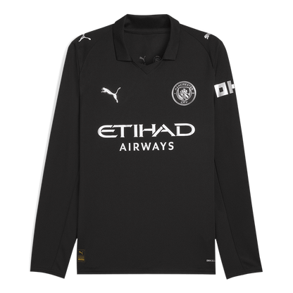 Manchester City Fora Manga comprida Camisa 2025/26 Preto