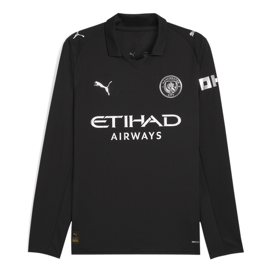 Manchester City Fora Manga comprida Camisa 2025/26 Preto