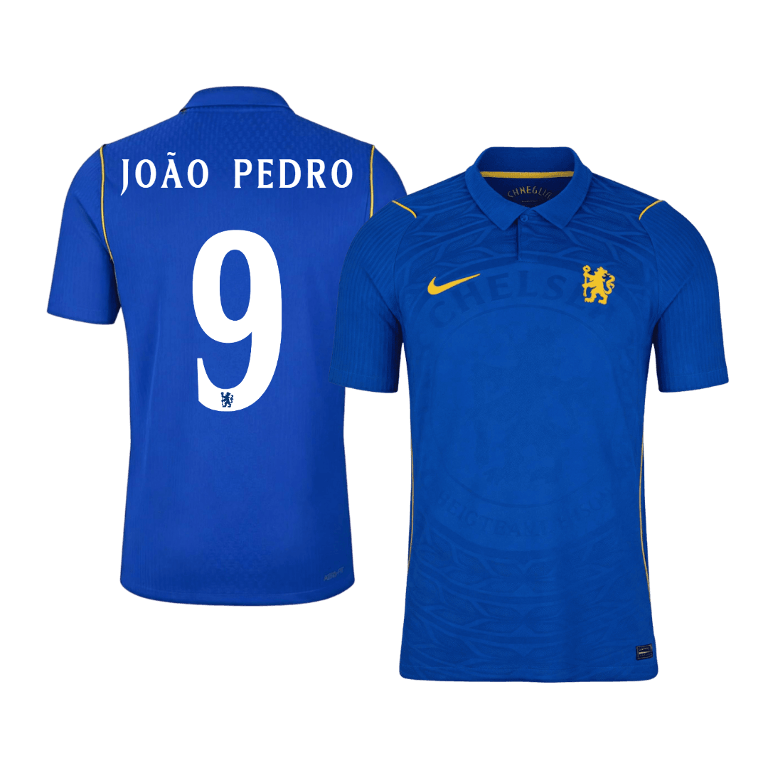 Versão do Jogador JOÃO PEDRO #9 Chelsea Casa Futebol Camisas 2026/27 Azul - UCL