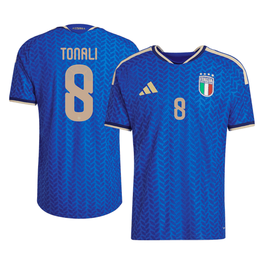 Versão do Jogador TONALI #8 Italy Casa World Cup Futebol Camisas 2026 Azul