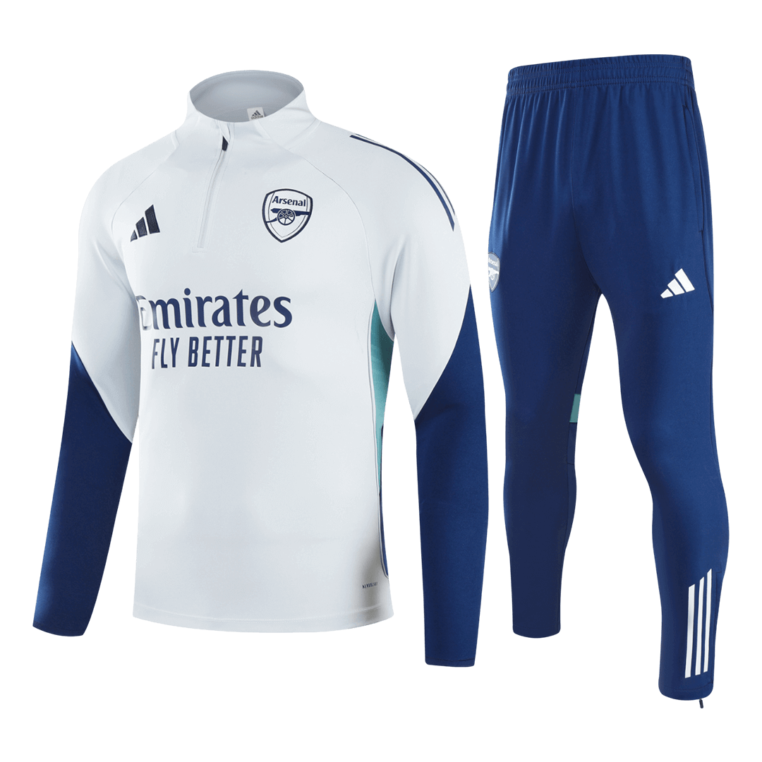 Arsenal Zíper Moletom Conjunto (Top+Calças) 2025/26 Branco