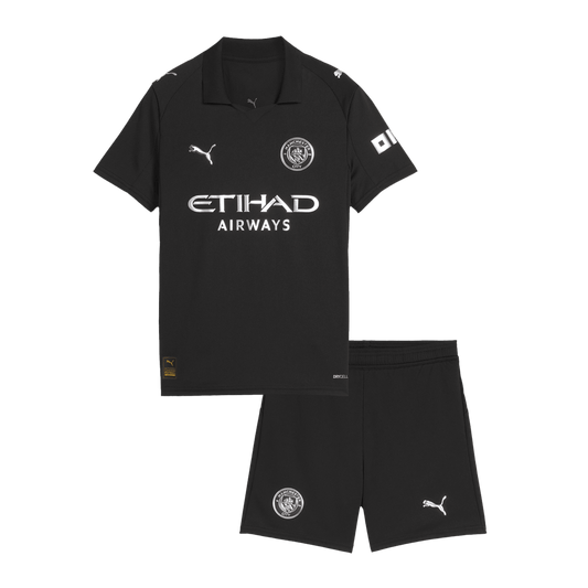 Manchester City 
 Fora 
Camisas Infantis 
Conjunto 2025/26 
 Preto