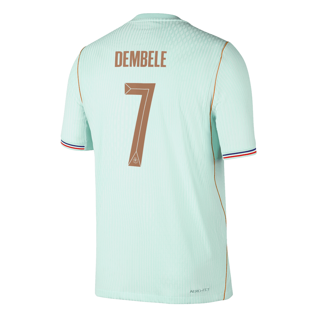 Versão do Jogador DEMBELE #7 France Fora Copa do Mundo Futebol Camisas 2026 Verde