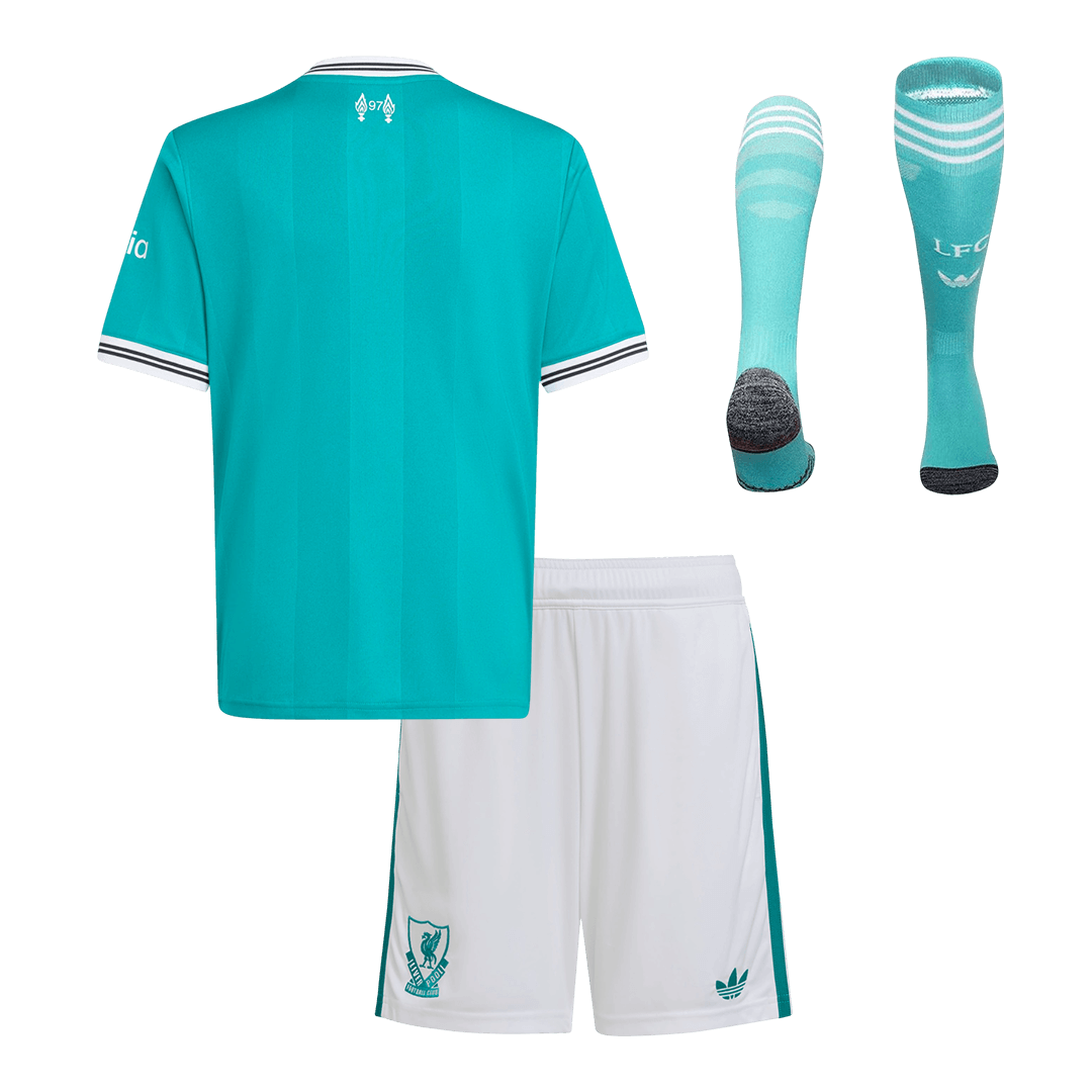 Liverpool Infantil 
 Terceira Conjunto (Camisa+Shorts+Meias) 2025/26 Verde