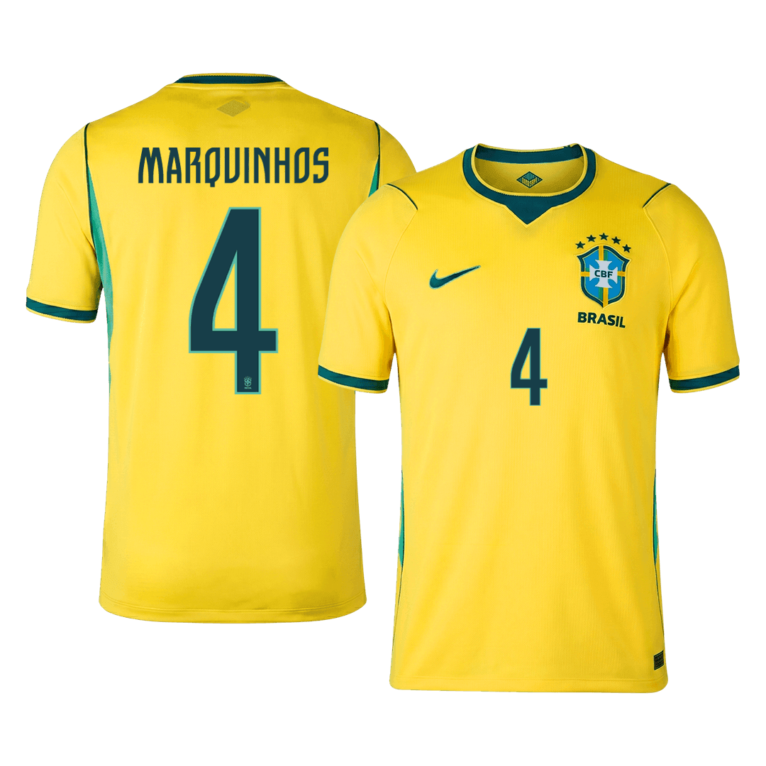 MARQUINHOS #4 Brazil Casa Copa do Mundo Camisa 2026 Amarelo