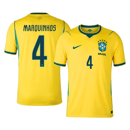 MARQUINHOS #4 Brazil Casa Copa do Mundo Camisa 2026 Amarelo