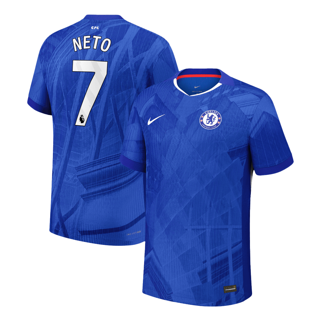 Autêntico NETO #7 Chelsea Casa Futebol Camisas 2025/26 Azul