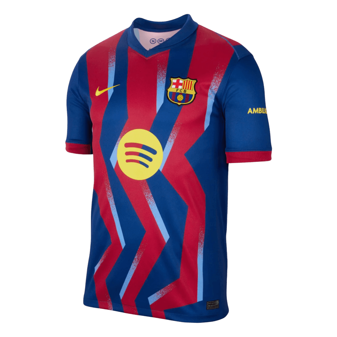 LAMINE YAMAL #10 Barcelona Quarta Camisa 2025/26 Vermelho&Azul