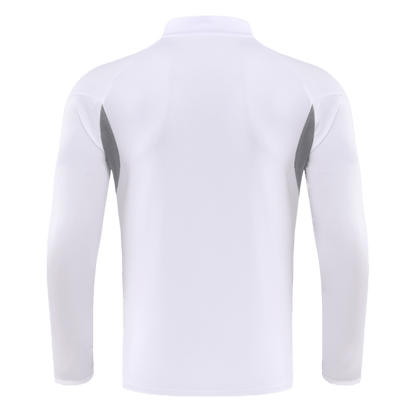 Real Madrid Zíper Moletom Conjunto (Top+Calças) 2025/26 Branco