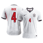 Versão do Jogador RICE #4 England Casa Copa do Mundo Futebol Camisas 2026 Branco