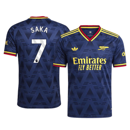 Versão do Jogador SAKA #7 Arsenal Fora Futebol Camisas 2026/27 Marinha