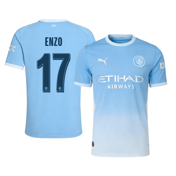 Versão do Jogador ENZO #17 Manchester City Casa Futebol Camisas 2026/27 Azul - UCL