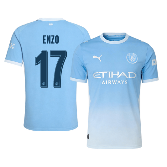 Versão do Jogador ENZO #17 Manchester City Casa Futebol Camisas 2026/27 Azul - UCL