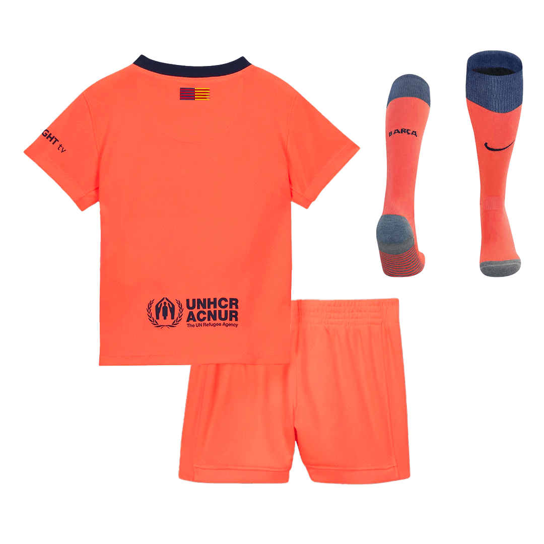 Barcelona Infantil 
 Fora Terceira Futebol Camisa Conjunto (Camisa+Shorts+Meias) 2025/26 Laranja