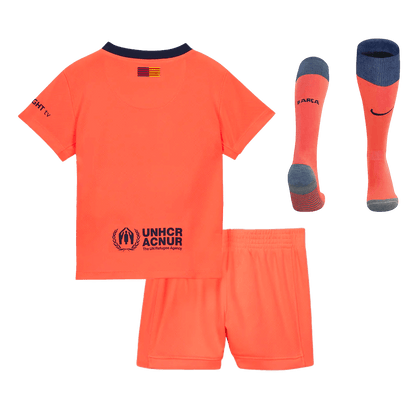 Barcelona Infantil 
 Fora Terceira Futebol Camisa Conjunto (Camisa+Shorts+Meias) 2025/26 Laranja