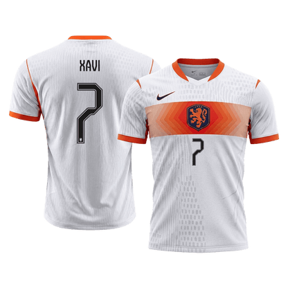 Versão do Jogador XAVI #7 Netherlands Fora Copa do Mundo Futebol Camisas 2026 Branco