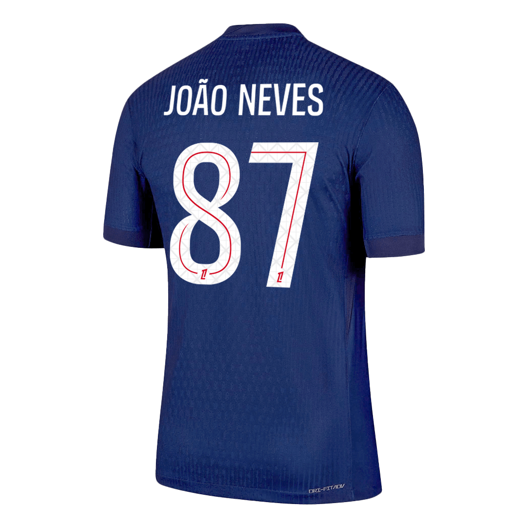 Jogador JOÃO NEVES #87 PSG Casa Futebol Camisas 2025/26 Marinha