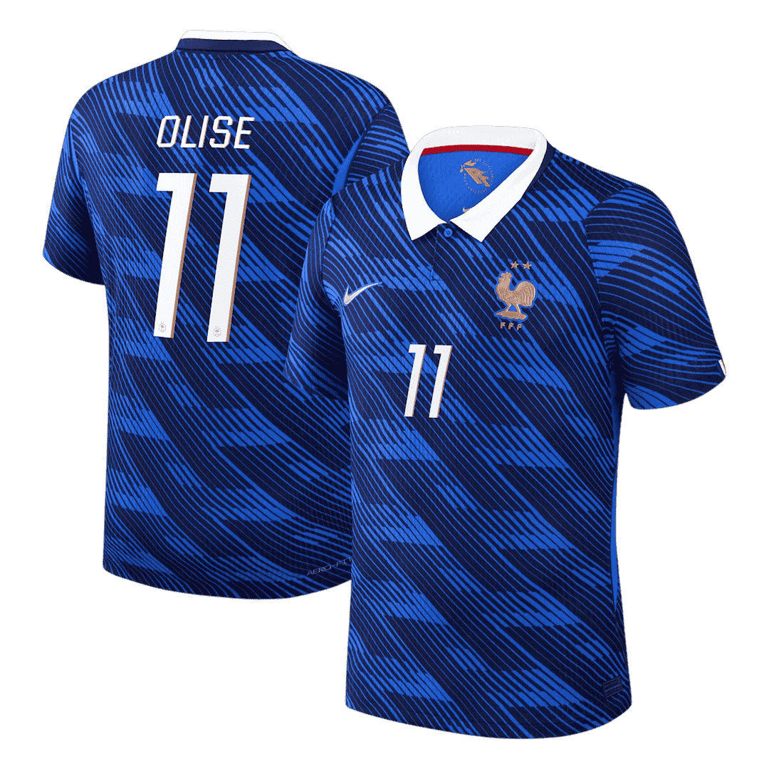 Versão do Jogador OLISE #11 France Casa Copa do Mundo Futebol Camisas 2026 Azul