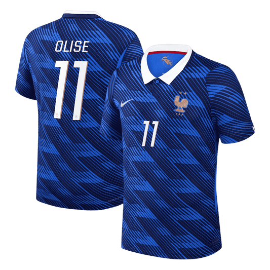 Versão do Jogador OLISE #11 France Casa Copa do Mundo Futebol Camisas 2026 Azul