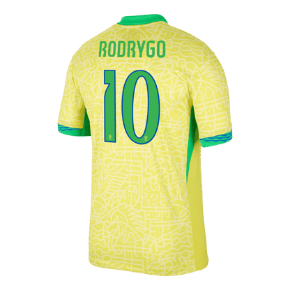 Camisola de futebol RODRYGO #10 Brasil Home personalizada 2024