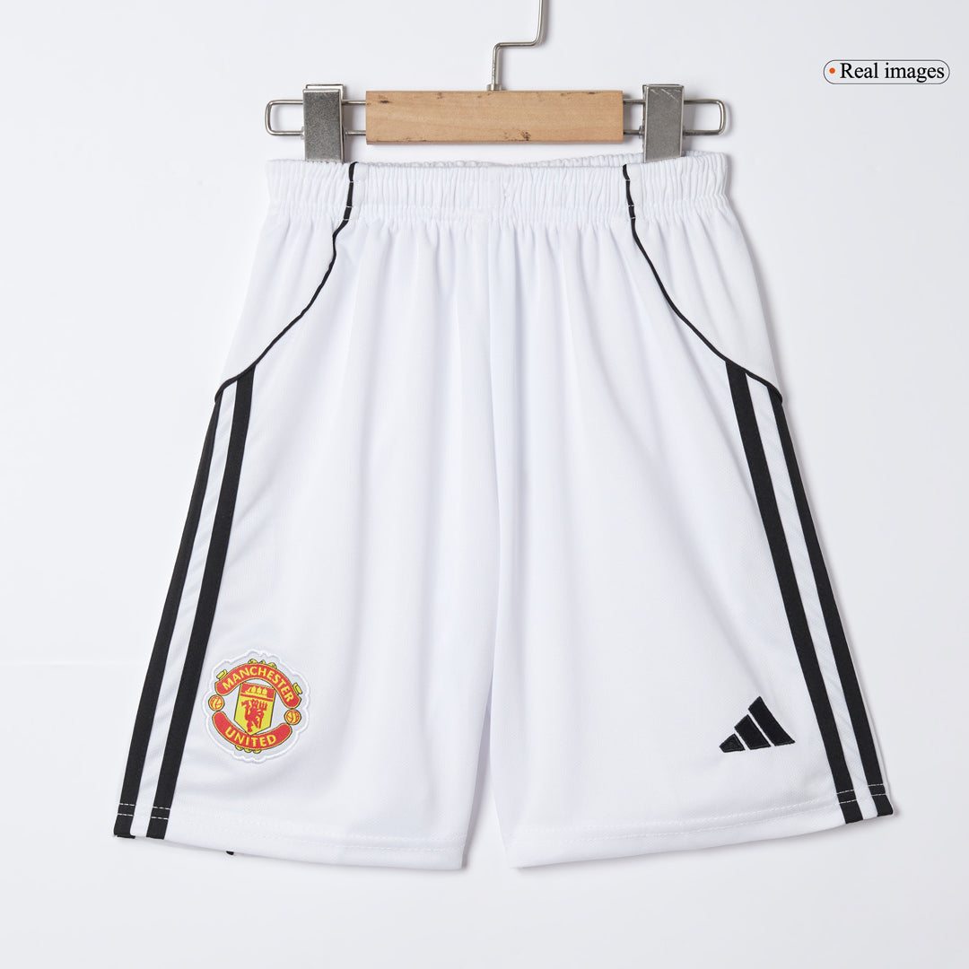 Manchester United Infantil Casa Conjunto (Camisa + Calção + Meias) 2025/26 Vermelho
