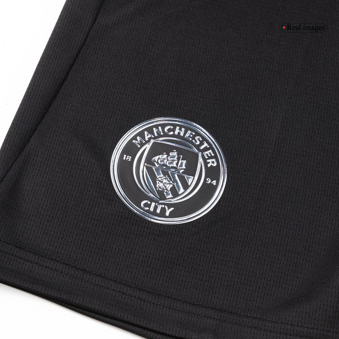 Manchester City Fora Camisa Conjunto(Camisa+Calções+Meias) 2025/26 Preto