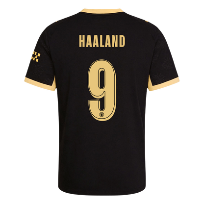 Versão do Jogador HAALAND #9 Manchester City Fora Futebol Camisas 2026/27 Preto - UCL