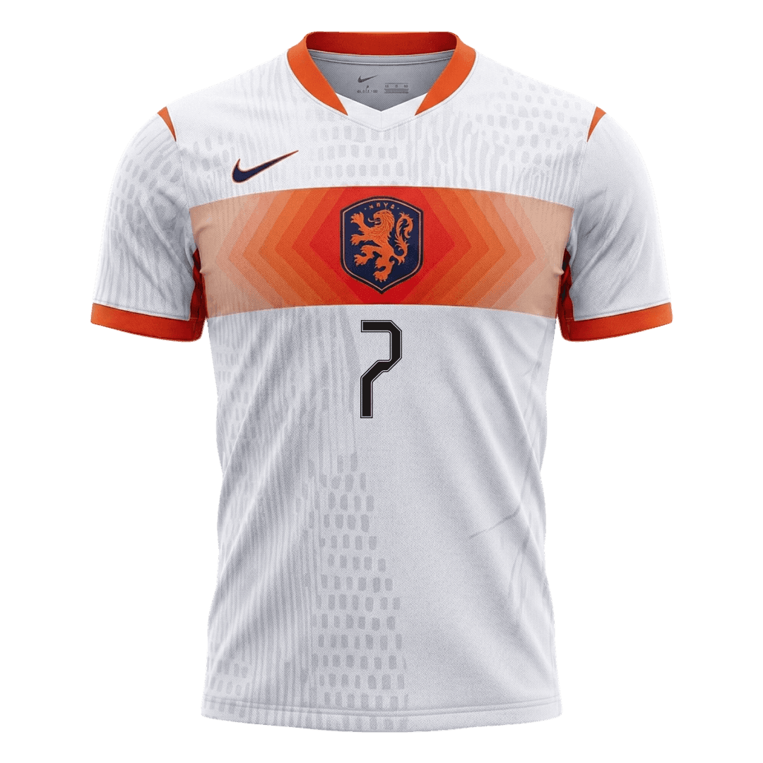 Versão do Jogador XAVI #7 Netherlands Fora Copa do Mundo Futebol Camisas 2026 Branco