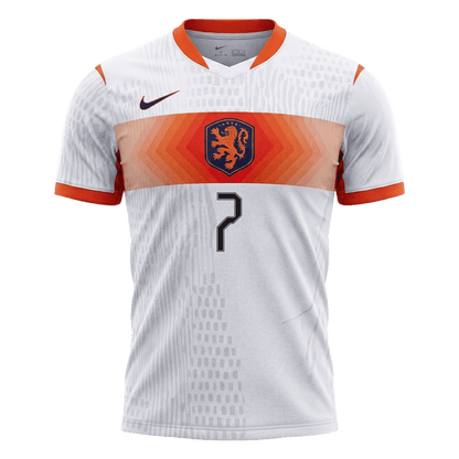Versão do Jogador XAVI #7 Netherlands Fora Copa do Mundo Futebol Camisas 2026 Branco