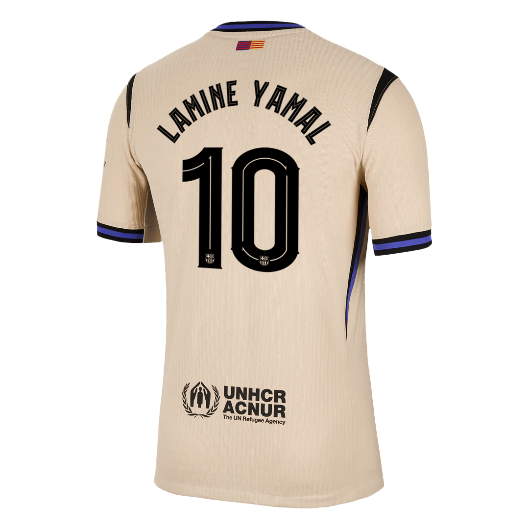 Autêntico LAMINE YAMAL #10 Barcelona Fora UCL Futebol Camisas 2025/26 Amarelo
