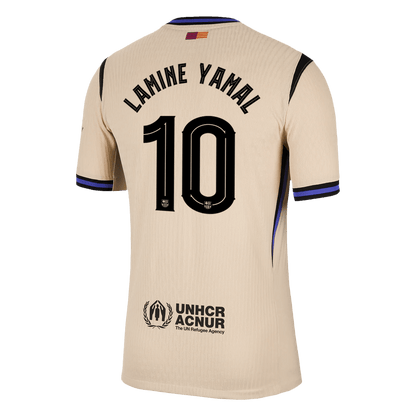 Autêntico LAMINE YAMAL #10 Barcelona Fora UCL Futebol Camisas 2025/26 Amarelo