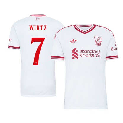 Versão do Jogador WIRTZ #7 Liverpool Fora Futebol Camisas 2026/27 Branco - UCL