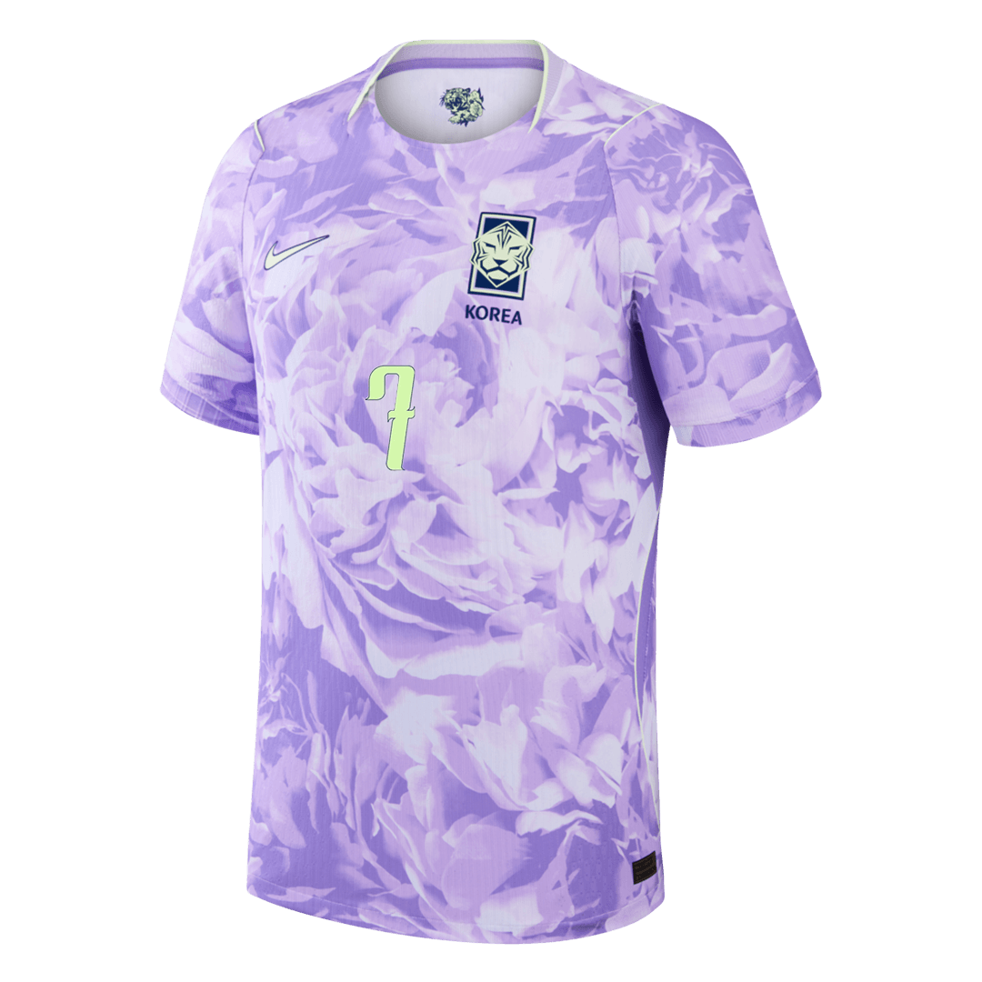 Versão do Jogador HEUNGMIN #7 South Korea Fora Copa do Mundo Futebol Camisas 2026 Roxo