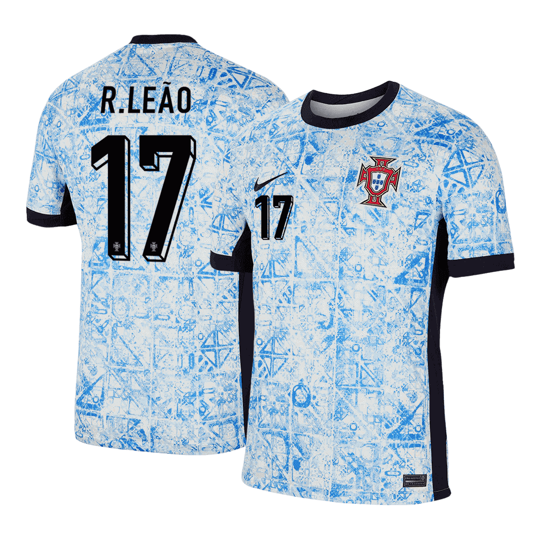 Camisola de futebol R.LEAO #17 Portugal Fora Camisola personalizada 2024