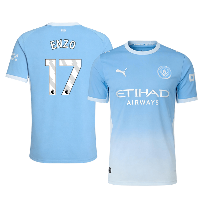 Versão do Jogador ENZO #17 Manchester City Casa Futebol Camisas 2026/27 Azul