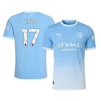 Versão do Jogador ENZO #17 Manchester City Casa Futebol Camisas 2026/27 Azul