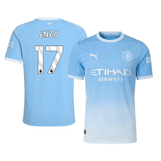 Versão do Jogador ENZO #17 Manchester City Casa Futebol Camisas 2026/27 Azul