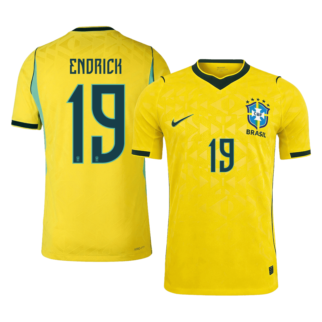 Versão do Jogador ENDRICK #19 Brazil Casa Copa do Mundo Futebol Camisas 2026 Amarelo