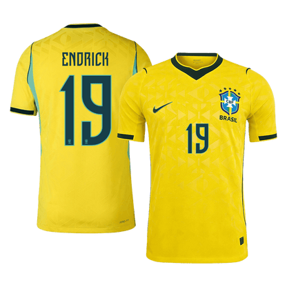 Versão do Jogador ENDRICK #19 Brazil Casa Copa do Mundo Futebol Camisas 2026 Amarelo