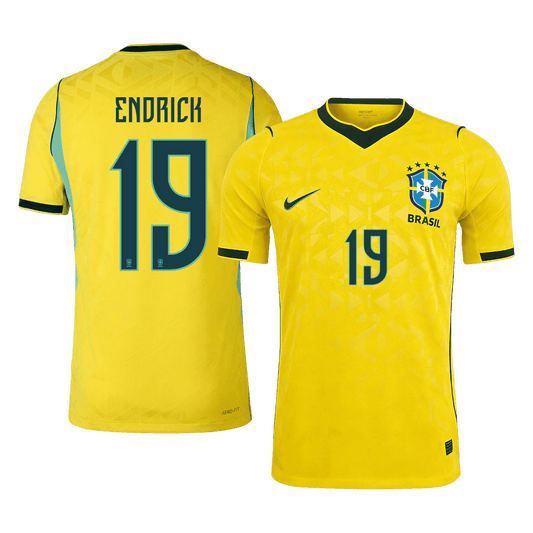 Versão do Jogador ENDRICK #19 Brazil Casa Copa do Mundo Futebol Camisas 2026 Amarelo