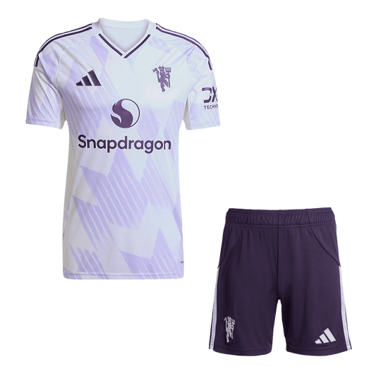 Manchester United Fora Camisa Conjunto (Camisola + Calções) 2025/26- Branco