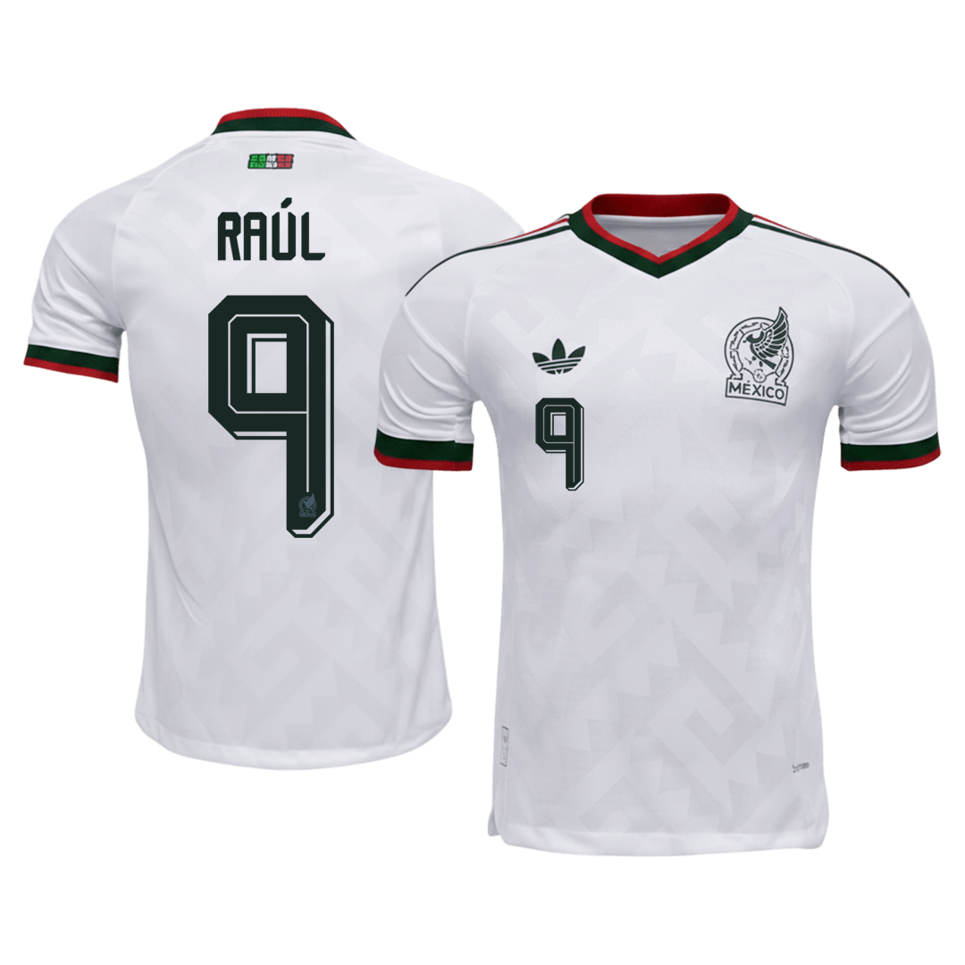 Versão do Jogador RAÚL #9 Mexico Fora Copa do Mundo Futebol Camisas 2026 Branco