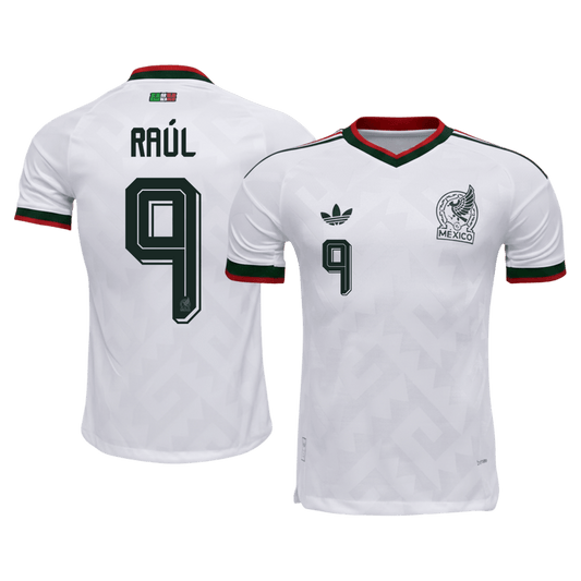 Versão do Jogador RAÚL #9 Mexico Fora Copa do Mundo Futebol Camisas 2026 Branco