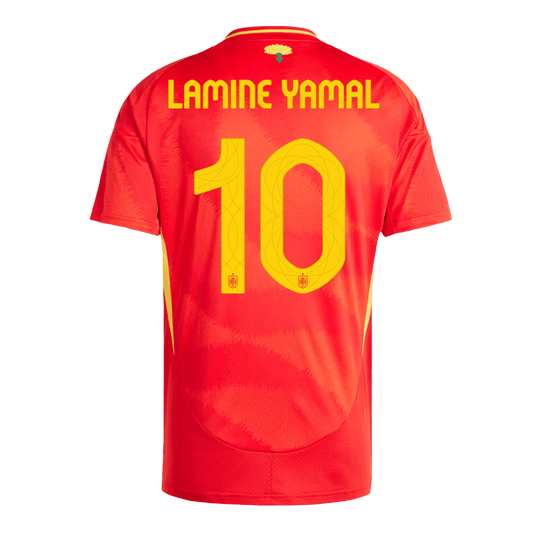 Spain Custom Jersey LAMINE YAMAL #10 Home Football Shirt 2024