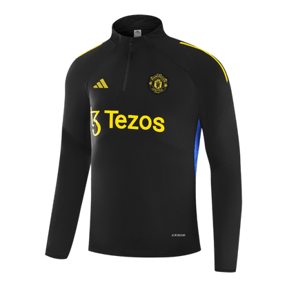 Manchester United Zíper Moletom Conjunto (Top+Calças) 2025/26 Preto