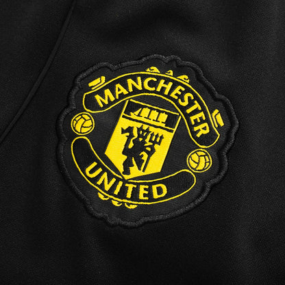 Manchester United Zíper Moletom Conjunto (Top+Calças) 2025/26 Preto