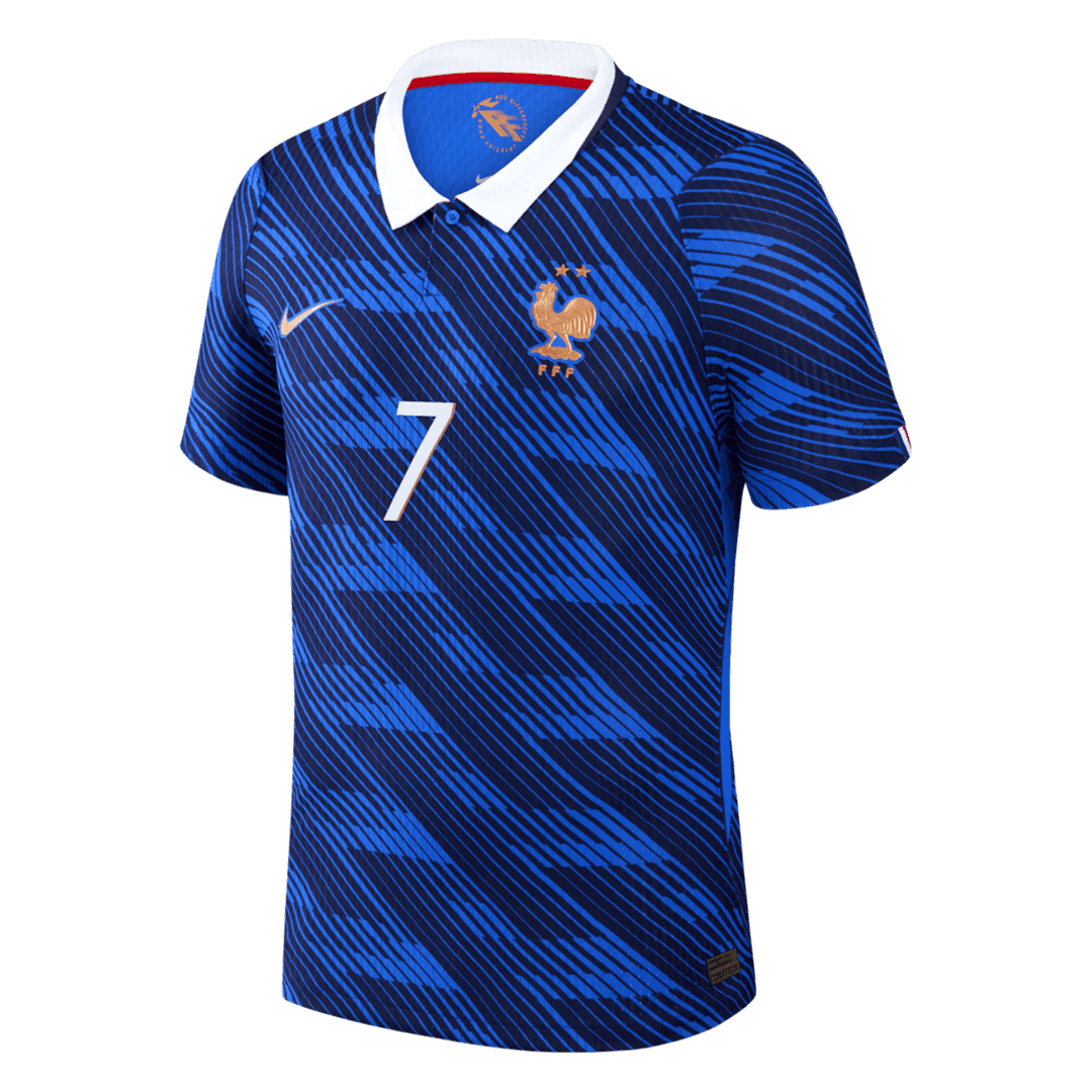 Versão do Jogador DEMBELE #7 France Casa Copa do Mundo Futebol Camisas 2026 Azul