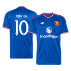 Versão do Jogador CUNHA #10 Manchester United Fora Futebol Camisas 2026/27 Azul - UCL