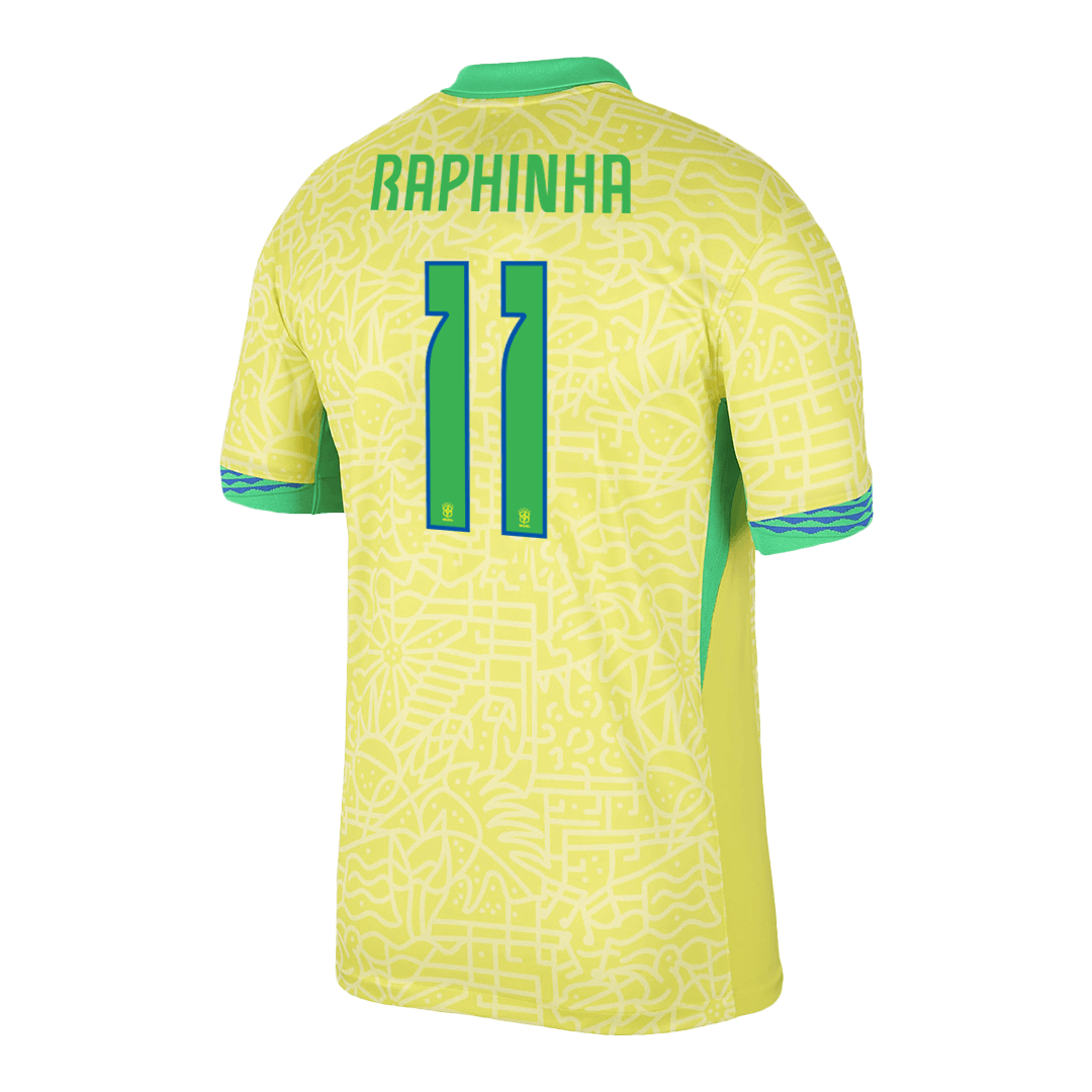 Camisola de futebol RAPHINHA #11 Brasil Home Custom Shirt 2024